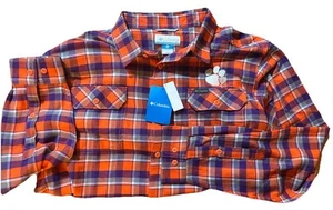 NEW Columbia Flare Gun Flannel Shirt Clemson Tigers Plaid Men's Size XL $65 - Picture 1 of 4