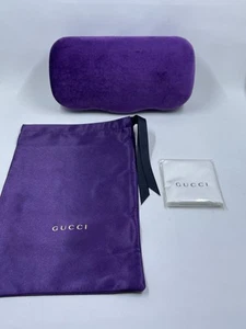 GUCCI Purple Velvet Sunglasses Glasses Hard Case Clamshell w/ Satin Bag & Cloth - Picture 1 of 7