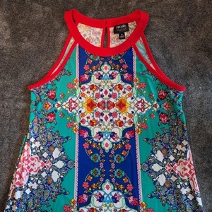Nicole Miller Sleeveless Maxi Dress Womans Med. Multi Paisley Patchwork - Picture 1 of 10