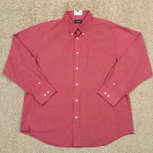 Consensus Shirt Mens XL Red Plaid Long Sleeve Button Up Easy Care - Picture 1 of 11
