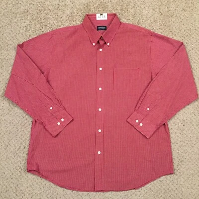 Consensus Shirt Mens XL Red Plaid Long Sleeve Button Up Easy Care - Image 1 of 4