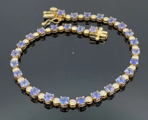 BRACCIALE CACCIA GIOIELLO IN ORO GIALLO 585 CON TANZANITE AAAA e brillanti lr - Foto 1 di 4