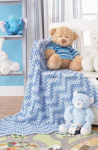 (25)GRANNY STYLE WAVES BABY BLANKET DK 38" SQUARE CROCHET PATTERN - Picture 1 of 2