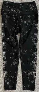 Victoria's Secret Sport Women's Size M 7/8 Black Sparkle Star Print Leggings ^A4 - Picture 1 of 11