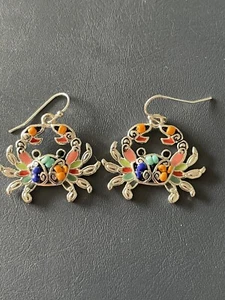 Women’s CRAB Dangle EARRINGS STAINLESS STEEL - Picture 1 of 6