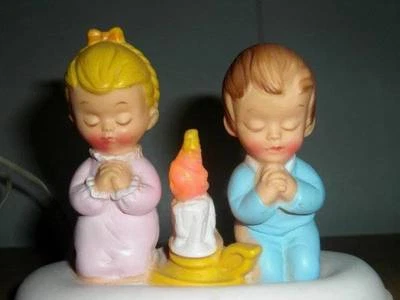 Bonnytex Co. ~ Praying Children 4" Tall Nightlight Lamp 1960's - Image 1 of 4