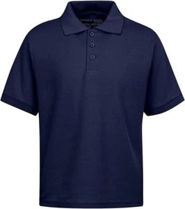 Boy's School Uniform Short Sleeve Navy Blue Polo Shirt TAGLESS (Sizes, 4-14) NWT - Picture 1 of 2