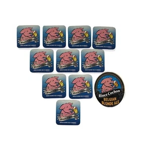 Rince Cochon Untersetzer & Aufkleber Belgien Bier Breweriana Sammler Lot - Bild 1 von 4