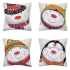 4Pcs Christmas Decorative Throw Pillow for Case Cute Cartoon Snowman Cushion Cov