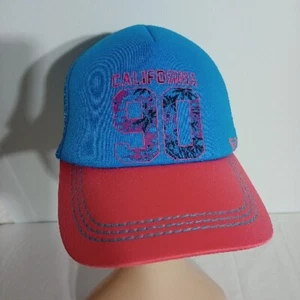 Gorra Roxy California 90 azul y rosa retro Snapback en muy buena condición - Imagen 1 de 7