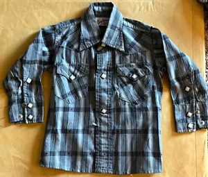 VINTAGE 1950s 60s DENIM BUCKAROO BIG SMITH SHIRT SIZE 2 CHILDREN’S SNAP BUTTON - Picture 1 of 6