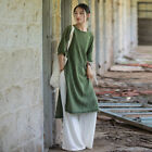 24 Summer Women's New Cotton Linen Hemp Casual Long Dress With Half Sleeve Dress