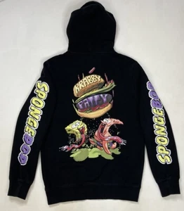 H&M Spongebob Squarepants Krabby Patty Pullover Hoodie Men XS Black - Picture 1 of 8