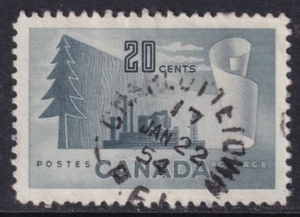 P.E.I Postmark SON "CHARLOTTETOWN" jan 22 16, 54 Split Ring, on #316 F/VF - Picture 1 of 1