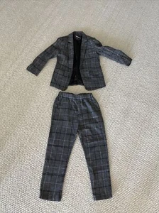 Lolanto 130 Size 6/7 Boys' Stretch Blazer Suit 2pc 2 Button Plaid Pull On Pants - Picture 1 of 9