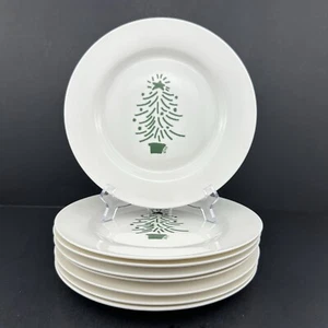 Crate & Barrel Green Christmas Tree Dessert Plates (8) Trish Richman Mint Cond. - Picture 1 of 19