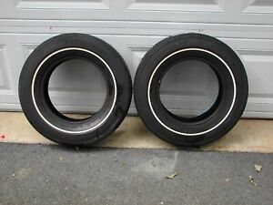 PAIR VINTAGE NOS FIRESTONE A78-13 DELUXE CHAMPION BELTED TIRES PINSTRIPE 