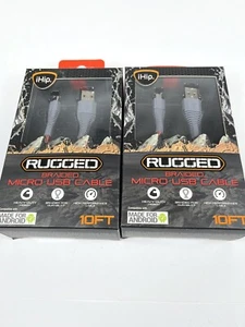 (QTY 2) Phone Charger Braided MICRO USB Cable For Android AND MORE 10 FT GRAY - Picture 1 of 12