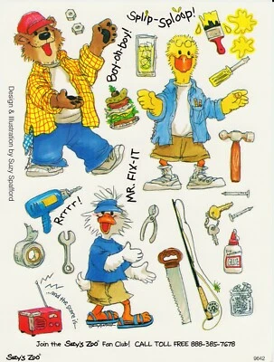 Suzy's Zoo Scrapbooking Stickers 25 Sheets Mr Fix It Father Dad Tools Hammer DIY - Image 1 of 4
