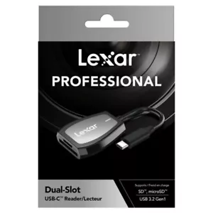Lexar Professional USB-C Dual-Slot Card Reader LRW470U-RNHNU USH-II SD microSD - Picture 1 of 6