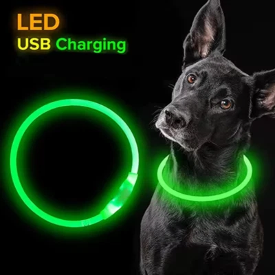 Hundehalsband LED USB, individuelle Größe, Blau, Rot, Grün, Pink - Bild 1 von 4