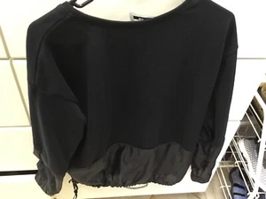 ATHLETA SUDADERA NEGRA ACOGEDORA JERSEY TOP Talla PEQUEÑA, diseño de bloques de dos tonos - Imagen 1 de 8