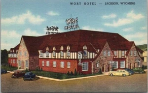 Postal vintage de Jackson Wyoming WORT HOTEL Street View/Lino Curteich 1942 - Imagen 1 de 2