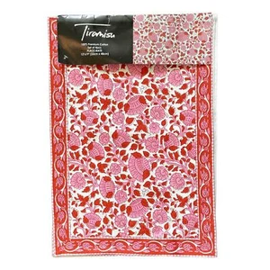 Tiramisu Pink & Red Floral Premium Cotton Placemats 13x19 Set of 4 New - Picture 1 of 6