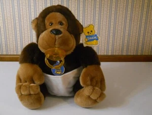 "New" Dakin Hungry Hugo baby monkey gorilla plush 1986 with diaper pacifier TAGS - Picture 1 of 4