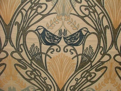 Cojín tapizado cortina jacquard azul marino Art Nouveau Bird tela multiuso Foto 1 de 4