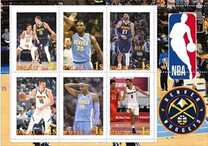 Stamp block NBA Denver Nuggets Basketball Palau unpostal issue - Picture 1 of 1