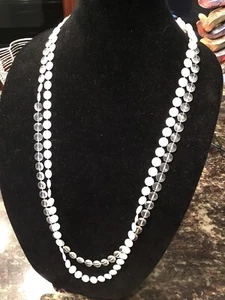 Vintage weiß/klar Perlenkette, kostenloser Versand!!! - Bild 1 von 2