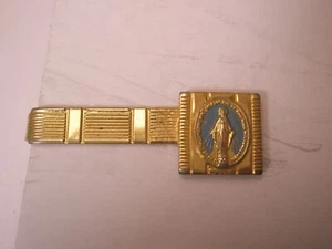 Holy Mary Our Lady of Grace Miraculous Medal Vintage SMALL Tie Bar Clip worship - Picture 1 of 5