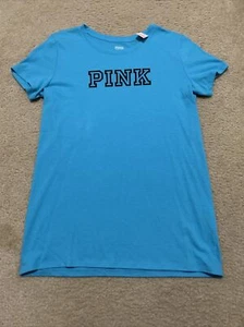Victoria Secrets Womens PINK Soft T Shirt Size Small Aqua Blue - Picture 1 of 24