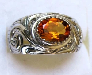 Anillo Artesanal Citrino Madeira / Talla 7 / Plata de Ley 925, 1,25 quilates - Imagen 1 de 7
