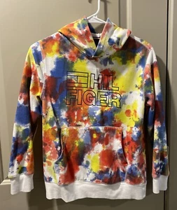 Tommy Hilfiger BigBoys Med 12/14 AOP Bright Tie Dye Pullover Hoodie Sweatshirt - Picture 1 of 3
