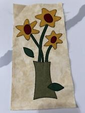 Handmade Primitive Daisy Flowers On Muslin Applique For Pillow Or Frame