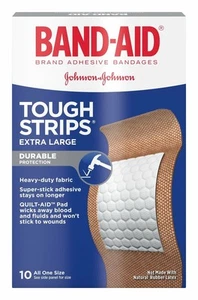 Band-Aid Adhesive Bandages Tough Strips Durable Protection X-Large 10 ct 24 Pack - Picture 1 of 4