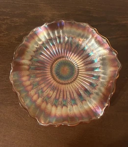 Antique Fenton Marigold Carnival Glass Ruffle Stippled Rays Unmarked Raised Base - Picture 1 of 7