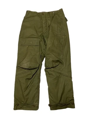 Vintage 1940s Army A9 Cargo Pants Mens 36 X 30 Green Fur Lined Deck Flight WW2 - Photo 1/3