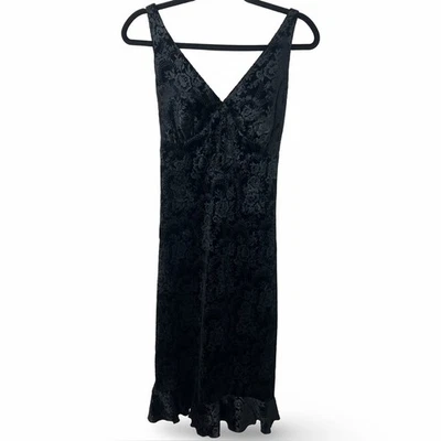 Anna Sui – Women's Velvet Burnout Midi Dress Sleeveless Black – Sz. 10 NWT - Image 1 of 4
