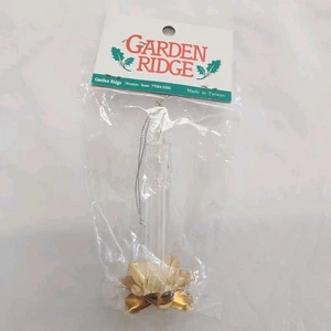 Vela facetada de plástico transparente adorno de árbol de Navidad color dorado base de flores NOS - Imagen 1 de 8