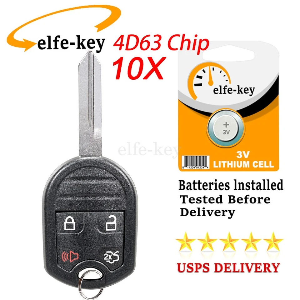 10X Para 2010 2011 2012 2013 2014 Ford Mustang Taurus Control Remoto Sin Llave Llavero Coche Foto 1 de 4