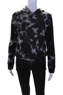 Monrow 女式套衫领带染色连帽衫运动衫灰色棉质超小号 — 第 1/4 张图片