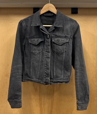 Jaqueta caminhoneiro jeans vintage Acne Studios tamanho 36 XSmall preta bigode cropped - Imagem 1 de 4