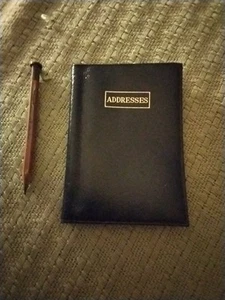 Vtg Letts of London GENUINE LEATHER Slim Pocket Address Book Black RARE 4x3 - Picture 1 of 8