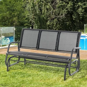 Outsunny Schaukelstuhl Gartenschaukel Gartenbank Sitzbank Parkbank Schwarz - Bild 1 von 10