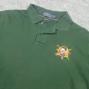 Polo Ralph Lauren grünes Poloshirt Racing Derby Pony bestickte Löcher + Verblassen - Bild 1 von 10