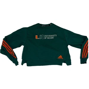 Damen Größe M Adidas University Of Miami Hurricanes Cropped Sweatshirt NCAA - Bild 1 von 7