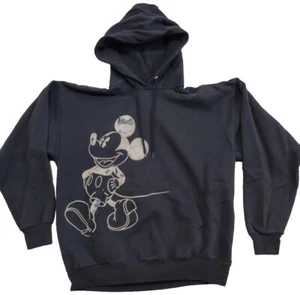 Disney World Pullover Hoodie Sweatshirt Black Size Large Tan Mickey Mouse - Picture 1 of 9